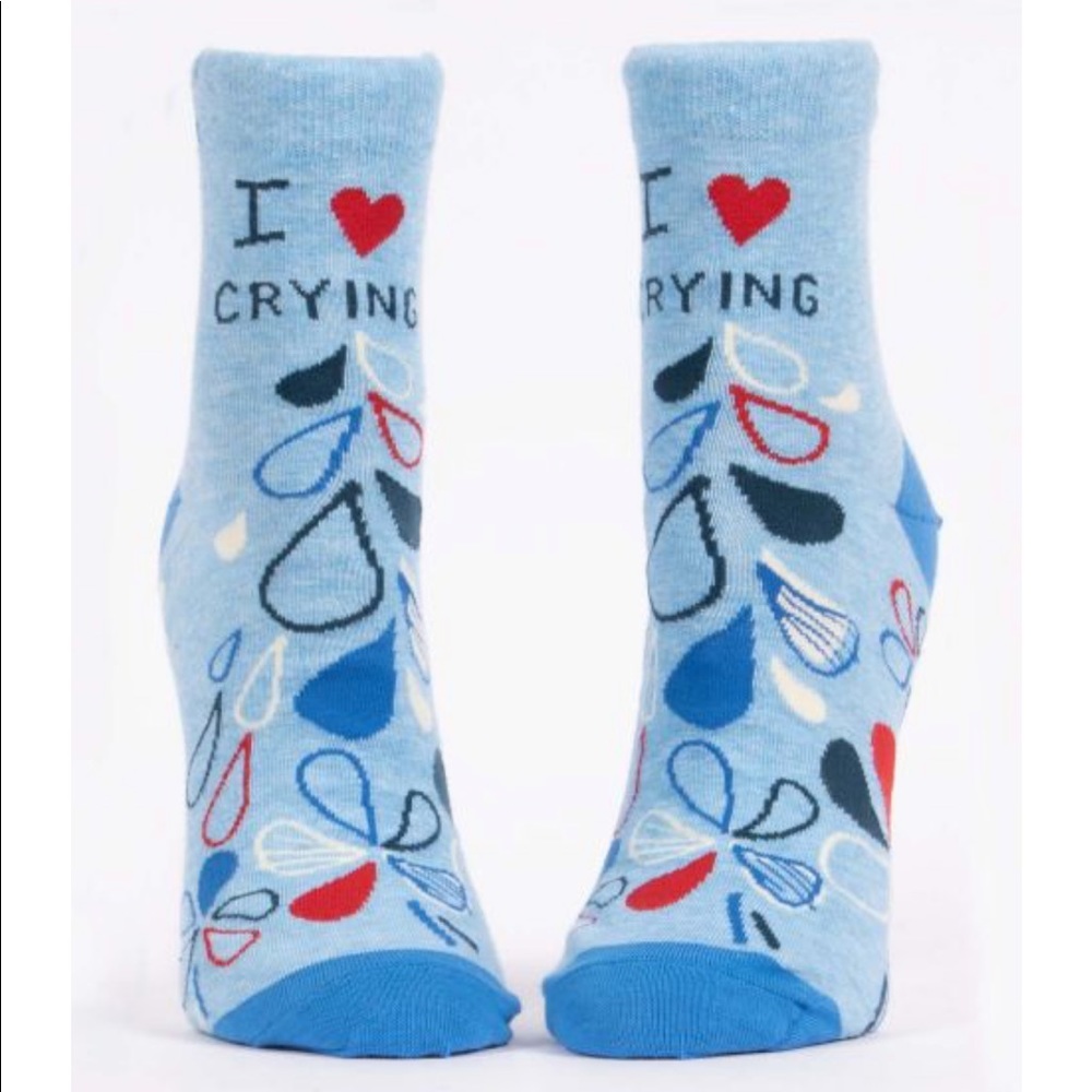 Blue Q I HEART CRYING W- ANKLE SOCKS